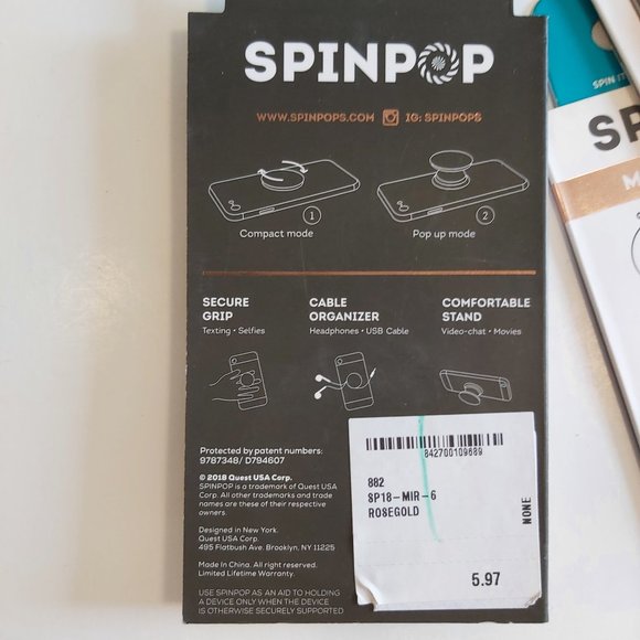 3/$20 4 PCS SPINPOP Mirror Edition Rose Gold phone grip stand cable organizer - Picture 3 of 7